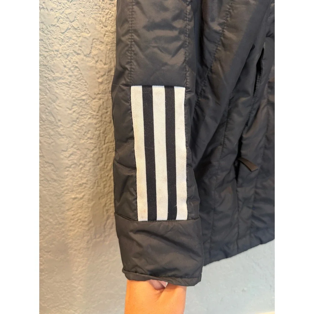 Adidas Primegreen Black Quilted Snap Front Shirt Jacket Mens Large 3-Stripe Logo
